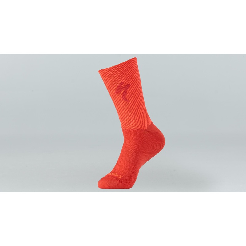 Soft Air Tall Logo Road Sock Specialized Flo Red/Rocket Red Stripe