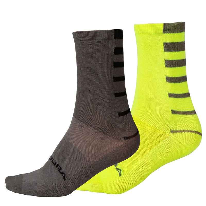 Endura Coolmax Race | 2 Pack | Hi-Viz Yellow & Grey