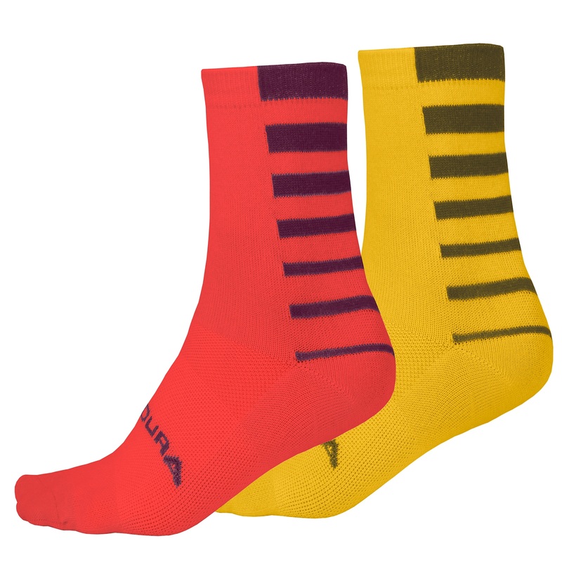 Endura Coolmax Race | 2 Pack | Pomegranate & Mustard