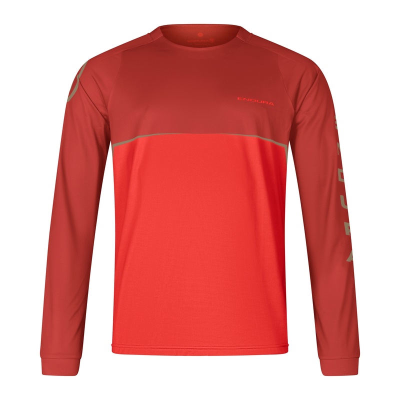 Endura Core Printed Long Sleeve Tee | Flame Red
