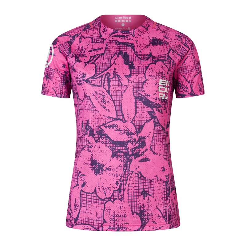 Endura Womens Grid Floral LTD Short Sleeve Tee | Pink Pop