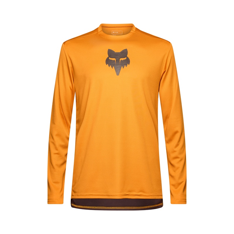 Fox Ranger Long Sleeve Fox Head MTB Jersey | Caramel Brown