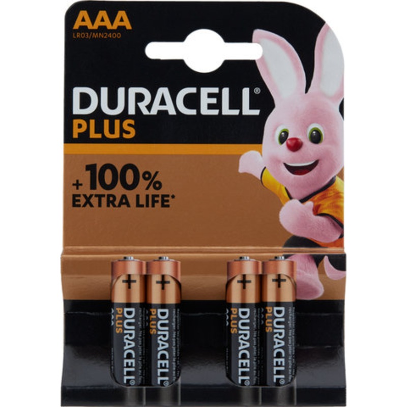 Duracell AAA Alkaline Battery LR03 Plus – 4 pack