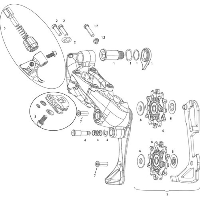 SRAM Force 1, CX1 (2014) Rear Derailleur Spare Parts
