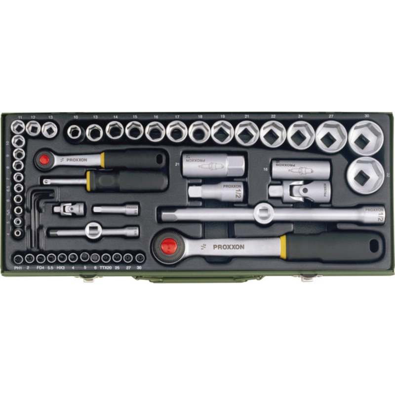 Proxxon 1/4″   1/2″ Socket Wrench/Ratchet Set, 56 Pieces