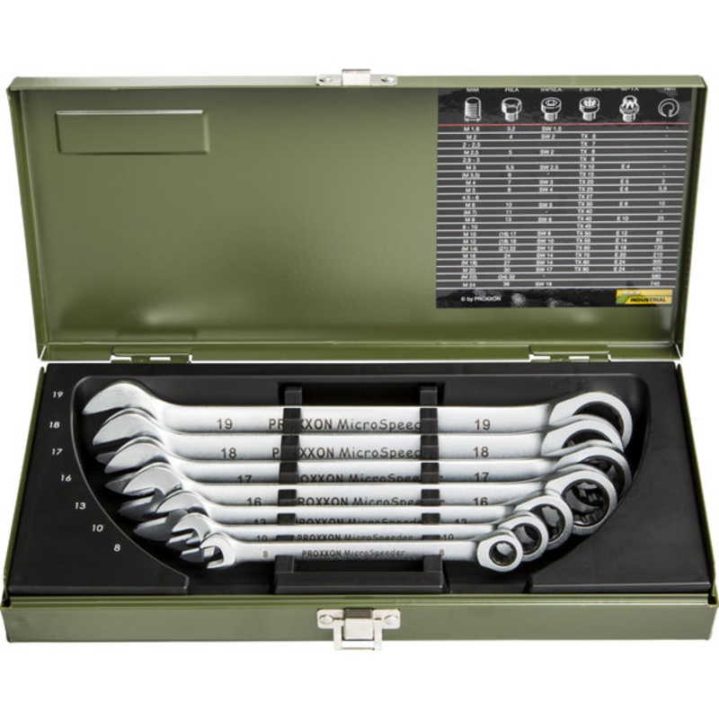 Proxxon MicroSpeeder Combination Wrench Set, 7 Pieces, Standard Version