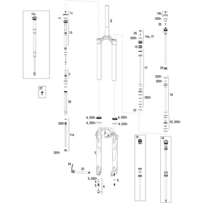 RockShox Lyrik RC (B1 / 2016-2017) 27.5″ Spare Parts