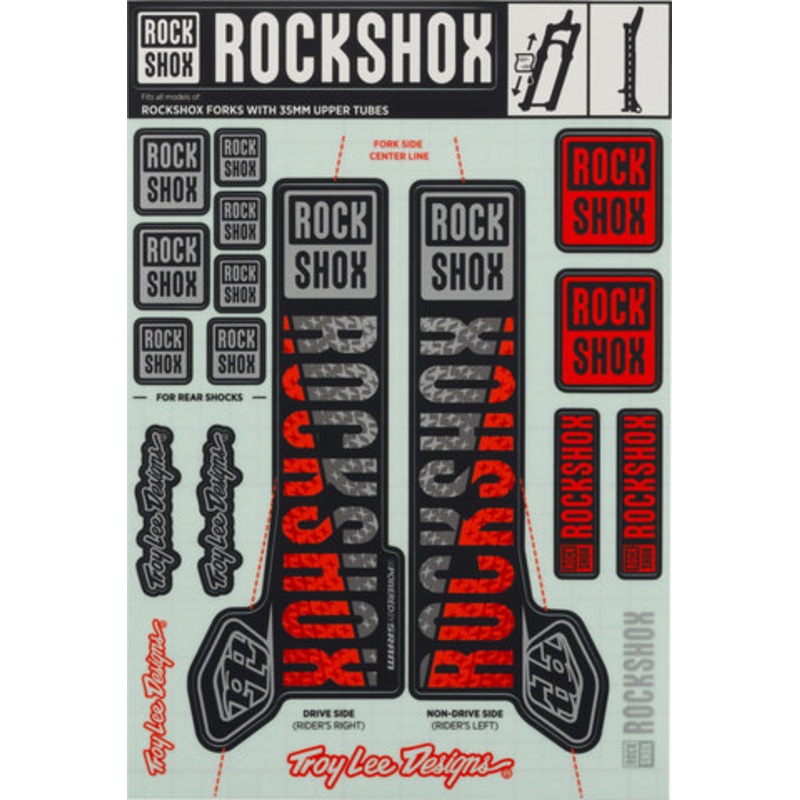 RockShox Troy Lee Designs Decal Kit f.Pike/Lyrik/Yari/Domain/Revelation c. 2018