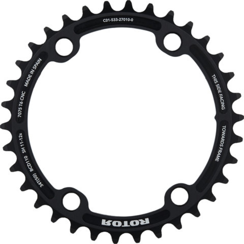 Rotor Road Chainring, 4-arm, noQ, 110 mm Bolt Circle Diameter 11-/12-speed