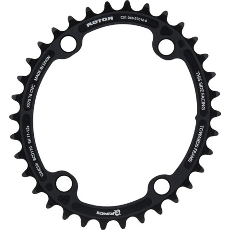 Rotor Road Chainring, 4-arm, Q-ring, 110 mm BCD 11-/12-speed